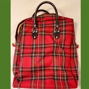 Vintage Scottish Red Plaid Canvas structured Bag